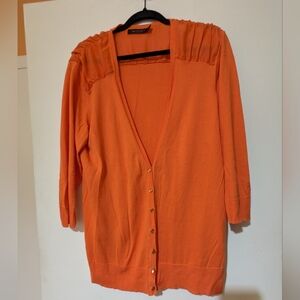 The Limited Orange Cardigan V-Neck Sweater